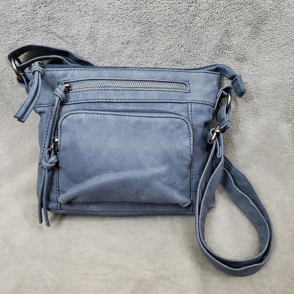 Bueno Blue Denim Look Vegan Crossbody Bag